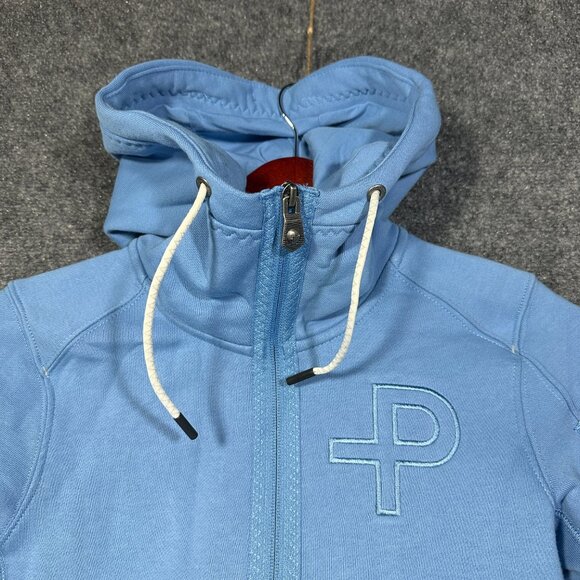 Pelle P Hoodie Womens XS Blue Knit Full Zip Pockets Hood Tie World Champ Logo - Picture 5 of 10